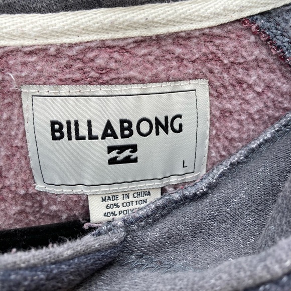 Billabong Red Two-Tone Hoodie L Cotton Pockets Beach Outdoor Logo RN99064 - Picture 2 of 11